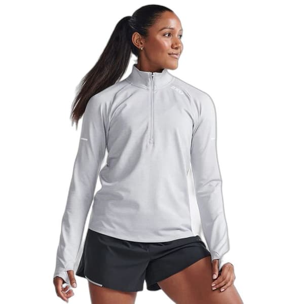 Långärmad tröja 1/4 Zip dam 2XU Aero - harbor mist/vit reflekterande