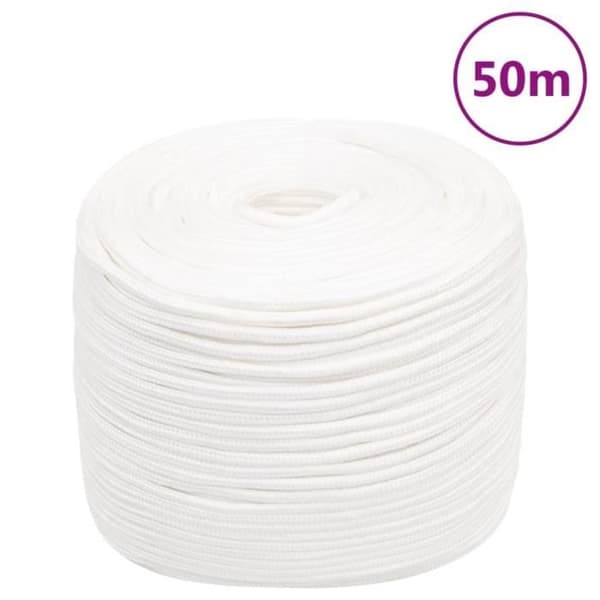 152555 vidaXL Båtrep Komplett Vit 8 mm 50 m Polypropen