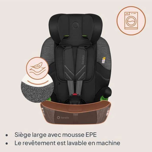 Evolutionsbilbarnstol LIONELO Levi Fix i-Size - ISOFIX - 76-150 cm - Bred sits - Grupp 1/2/3 - Grå