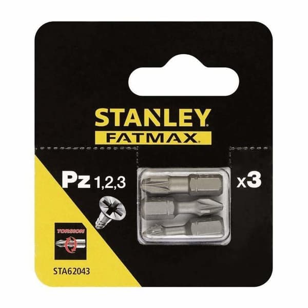 Skruvbits - STANLEY - STA62043 - PZ1,2,3 - Set om 3 bitar - Hög kvalitet