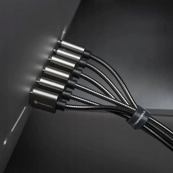 Lågspänningskontakt Forcell USB-kabel USB-A - Lightning 2 m Svart