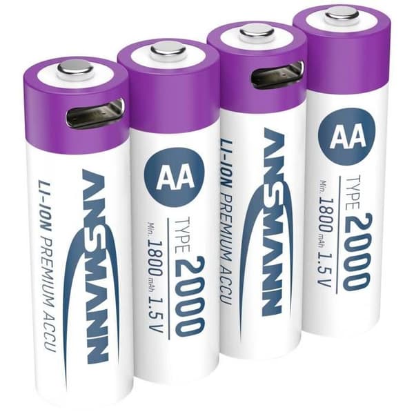 Ansmann Batteri USB-C® Li-Ion 2000 mAh 1.5 V 4 st.