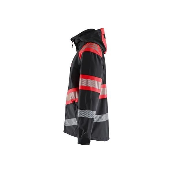 Blaklader softshell arbetsjacka - Svart/fluoriserande röd - Unisex - Klass 1