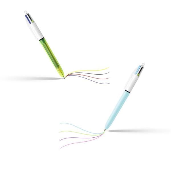 BIC 4 färger infällbara kulspetspennor - Neonpenna med 6 st