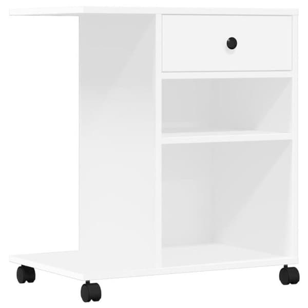 Skrivare stöd med hjul vit 60x40x68,5 cm