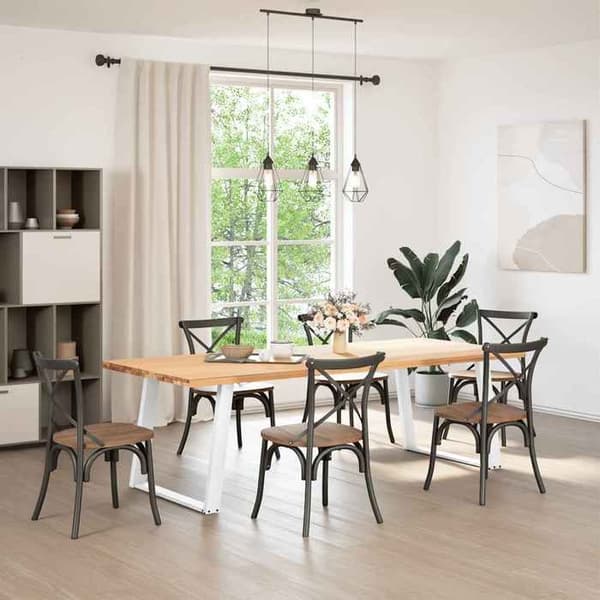 vidaXL Matbordben U 2 delar Vit 100 x (72-73) cm Stål 4012805