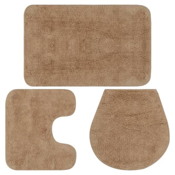vidaXL Badrumsmatta Set 3 st Tyg Beige