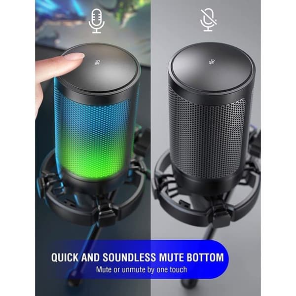 Mikrofon USB - FIFINE - Streaming - RGB-filter - Svart färg - USB-läge