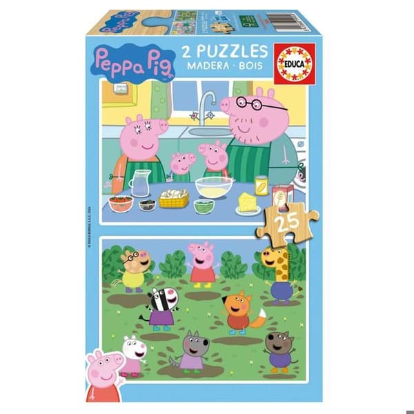 Pussel - EDUCA - Peppa Pig - 2 x 25 bitar - Utbildningspussel - Flerfärgad