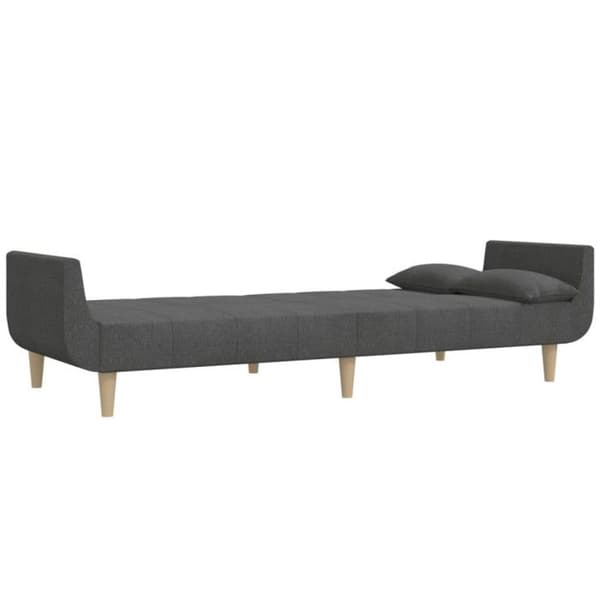 vidaXL 2-sits bäddsoffa med två kuddar mörkgrå tyg 375870