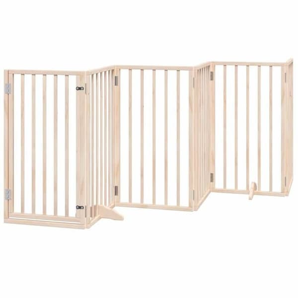 vidaXL Hundgrind med dörr 6 paneler poppelträ 352175