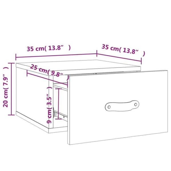 vidaXL Väggmonterat Sängbord Vit 35x35x20 cm 829772