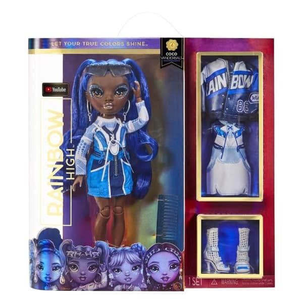 Rainbow High S4 modedocka - Coco Vanderbalt - Blå - Tillbehör ingår