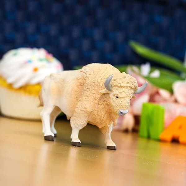 Figurin - Safari - Vit buffel - 12,75 cm - Giftfri - För barn och samlare