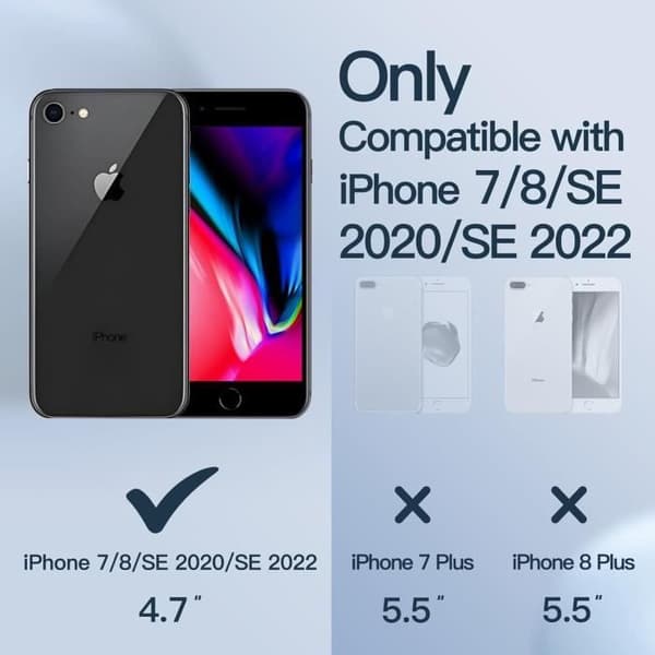 Coque en silicone - JETech - iPhone SE 3/2, 8, 7 - Complet skydd - Mikrofiberfoder - Kobaltblå