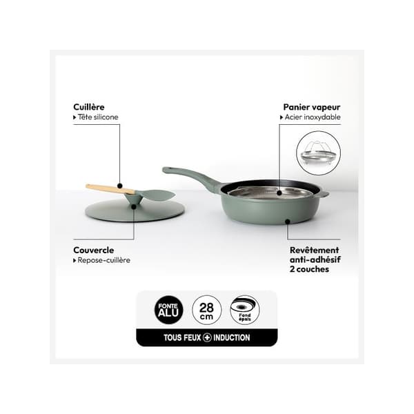 Sauterpanna D28cm i grön aluminium - 5 five simply smart