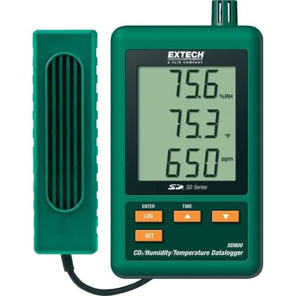 Multifunktionell datalogger Extech SD800 Mätvärde temperatur, CO2, luftfuktighet 0 till 50 °C 10 till