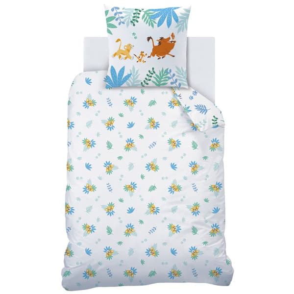 Barnsängkläder 100% Bomull - DISNEY LEJONKUNGEN SIMBA - Vit - 140x200+63x63cm
