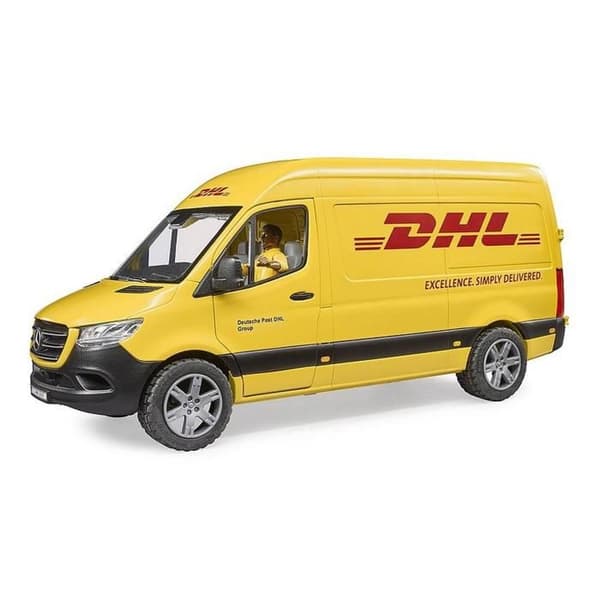 Leksak - BRUDER - MB Sprinter DHL med förare - Paketleverans - Vit