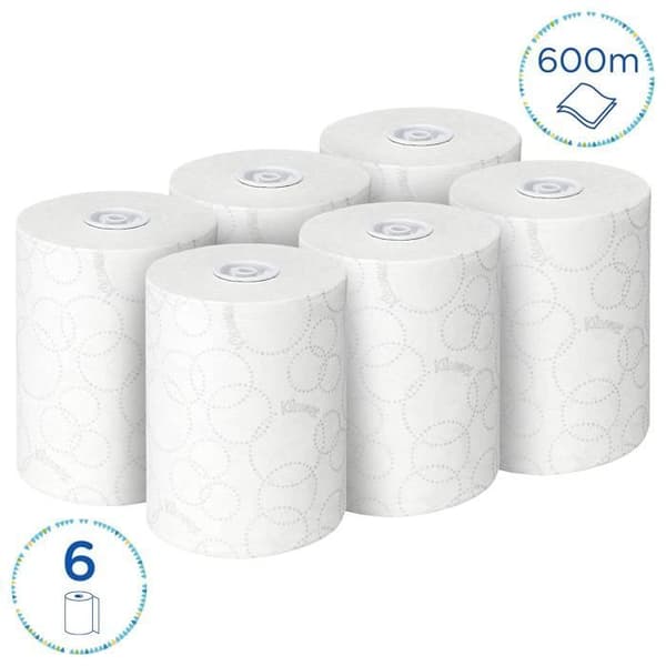 Handduk 2 vik, vit prägling - KLEENEX ECOLABEL - 100m - Förpackning med 6 rullar