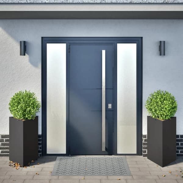 vidaXL Trädgårdsplanterare 2 st svart triangulär 50x43x75 cm stål 851172