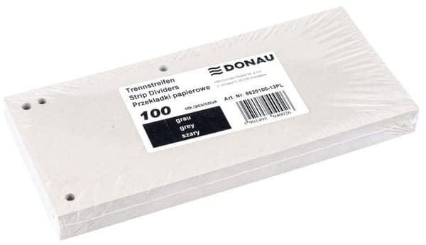 Intervallblad - DONAU - 100-pack - Återvunnet papper 190 g/m² - 4 hål - 23,5 x 10,5 cm