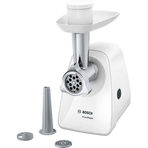 Köttkvarn - BOSCH - MFW2510W - 2 galler - Korvstoppare - Vit