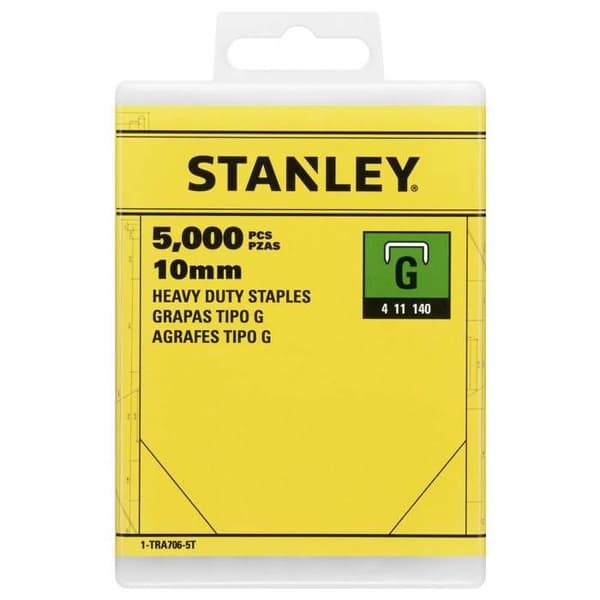 Agraffer 10 mm - STANLEY - 1-TRA706-5T - Stål - Förpackning med 5000 - Papperanvändning