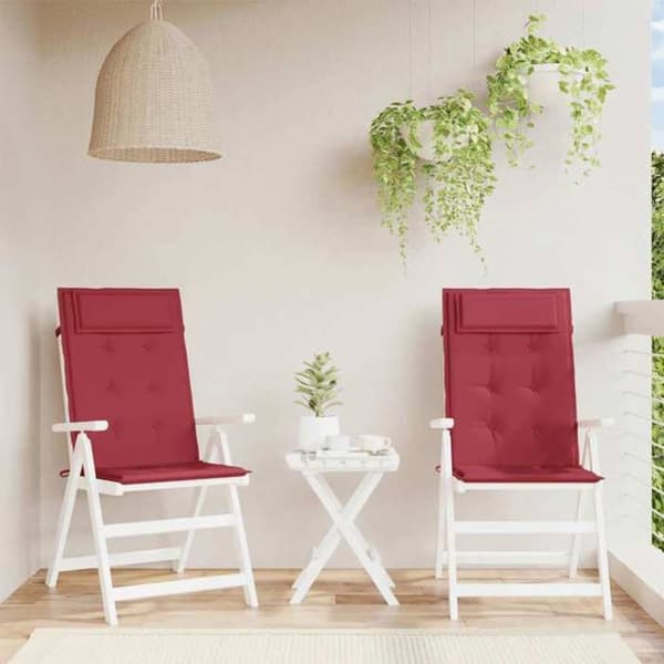 vidaXL Stolarryggdynor höga, 2-pack, vinröd, dyna, stolsdyna, sitsdyna 361901
