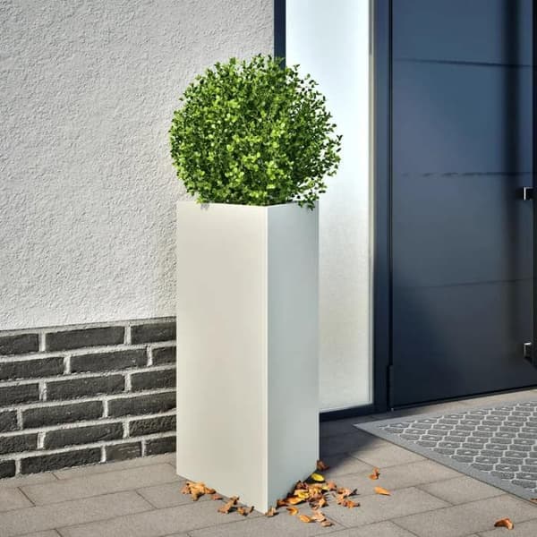 vidaXL Blompottar 2 st vit triangel 40x34,5x70 cm stål 851160