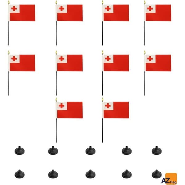 Mini Tonga-flagga AZ FLAG - 10-pack - 15x10 cm - Kontorsflaggor 100% Polyester