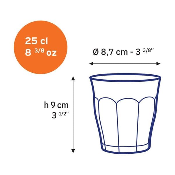 Förpackning med 6 Picardie 25 cl blå muggar - Duralex