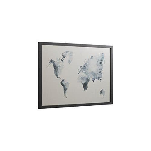 Bi-OFFICE, World Map Ink Whiteboard, Magnetic Dry Erase Silver Finish, Black MDF-ram,