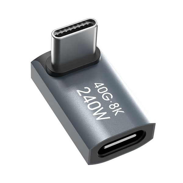 USB-C-adapter 40 Gbit/s 240 W 8K OTG vinklad - Grå