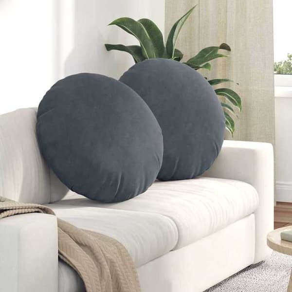 vidaXL Sittkuddar 2 st Mörkgrå Ø60 x 21 cm Sammet 42014212