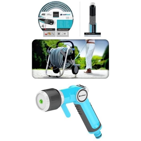 Vattenslang - CELLFAST - EXPLORER - 50m - Justerbart spraysystem - SafeTouch-skydd