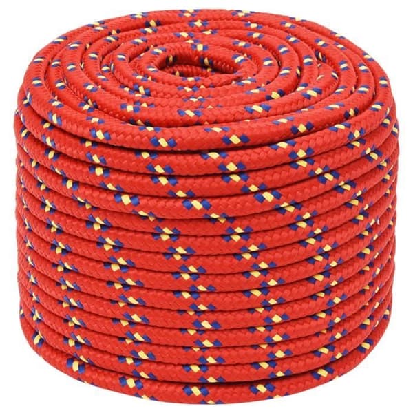 152405 vidaXL Båtrep Röd 12 mm 25 m Polypropylen