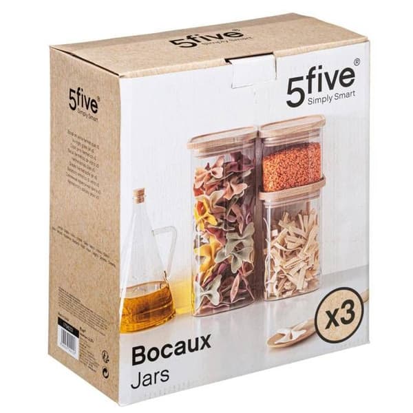 3 stapelbara glasburkar "Hermet" med trälock - 5 five simply smart
