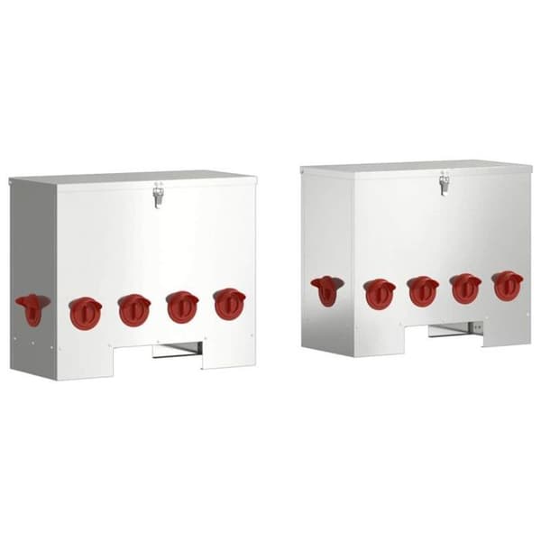 Foderautomat - tråg - VIDAXL - 2 st - Galvaniserat stål - 60,5x29x51 cm - Väderbeständig