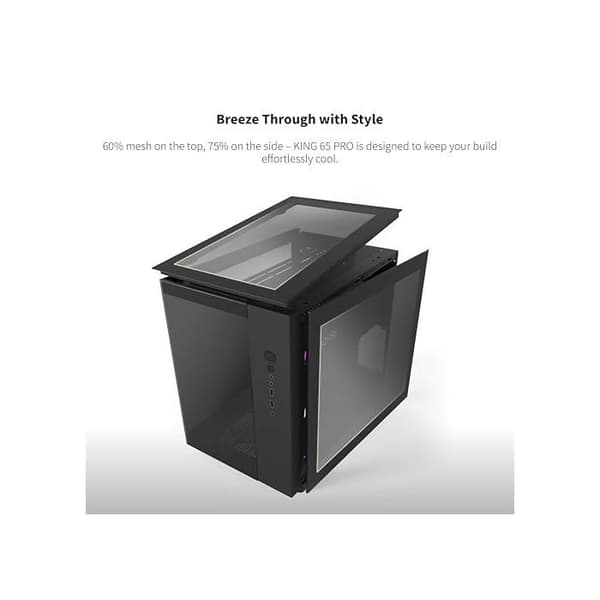 Gaming PC-chassi - MONTECH - King 65 PRO - Dubbel kammare - Glaspaneler - 3 ARGB-fläktar