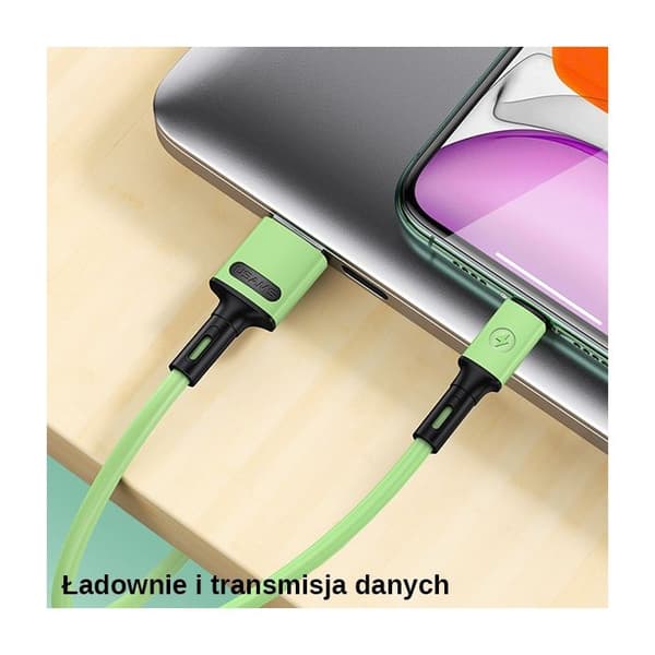 USB-C-kabel USAMS 1 m, snabb laddning, grön