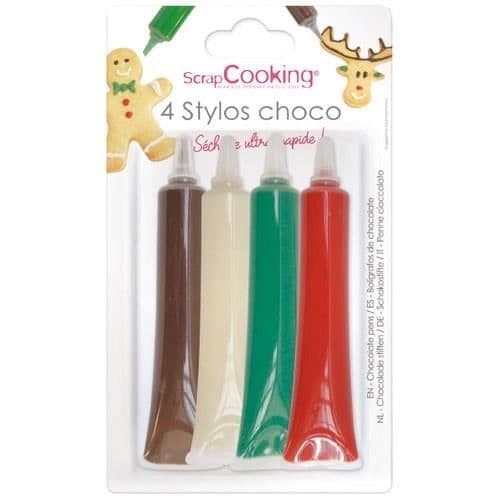 Stylos choco - SCRAPCOOKING - 4-pack - Röd / Vit / Grön / Choco - 25g var och en