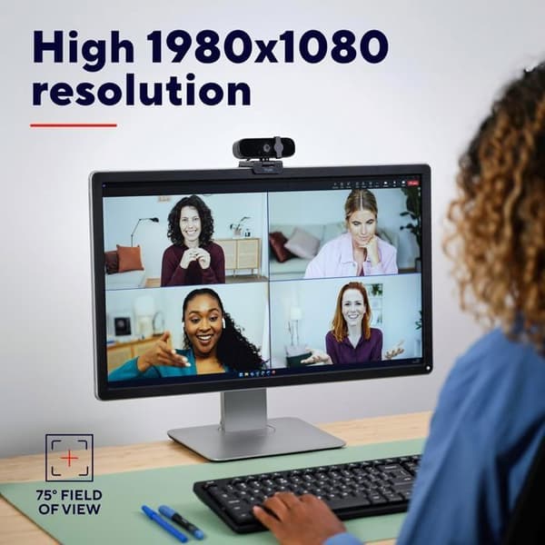 Webcam USB - TRUST - Tanor - Full HD 1080p - Inbyggd mikrofon - Integritetslock - PC/Mac