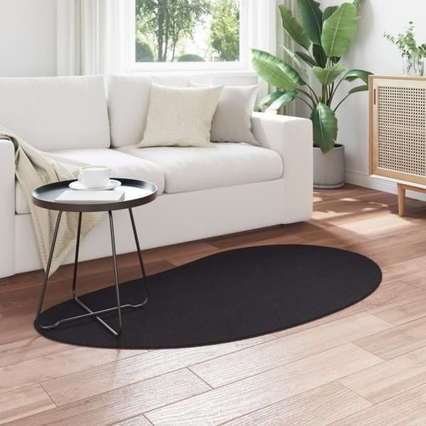 Matta - Svart - 80x150 cm - Halkskydd - Polyester - Oval