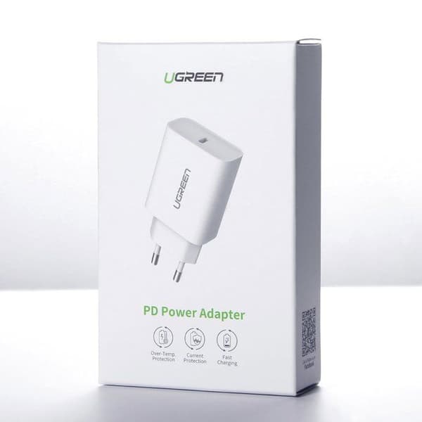 Laddare - Ugreen väggadapter USB Power Delivery 3.0 Quick Charge 4.0+ 20 W 3 A (vit)