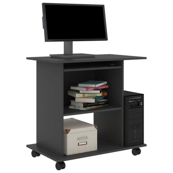 vidaXL Datorbord Grå 80x50x75 cm Agglomerat 802896