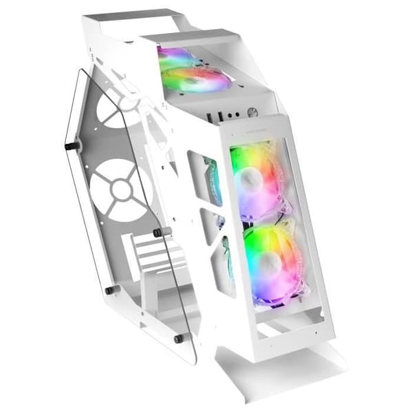 Mars Gaming MC61 vit Micro-ATX chassi — 4 stycken 120mm CHROMA RGB-fläktar, ARGB-kontroller