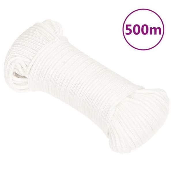 152548 vidaXL Båtrep Komplett Vit 5 mm 500 m Polypropen