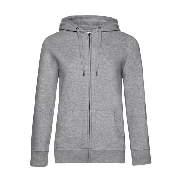 B&C Queen zip hoodie dam - melerad grå