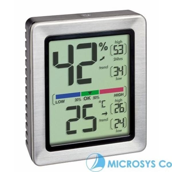 Thermo-hygrometer - EXACTO - Digital modell - Rostfritt stål - Inomhus - Hög precision